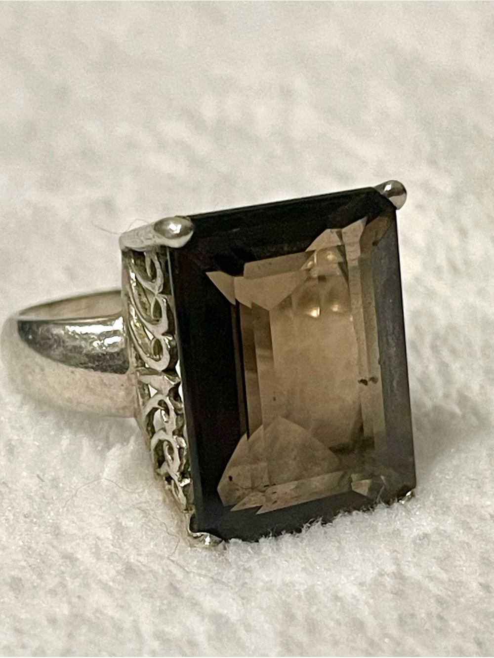 925 Silver Ring with Smoky Quartz Stone SZ 8
